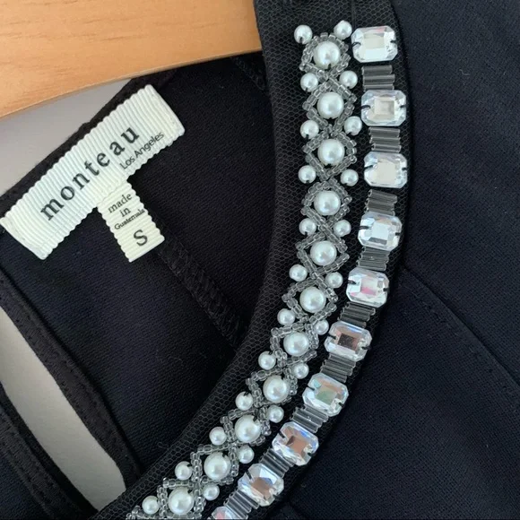 Monteau Jewel Neck Fit and Flare Little Black Cocktail Dress size Small - Picture 5 of 8